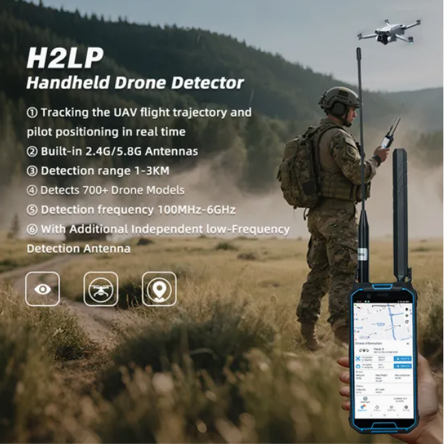 H2l Upgrade Model Detection Low Frequency Fpv Detection Drone Detection 1-3km Dji Fpv Signal Detection Device Upgraded 100-6000MHz Drone Detector